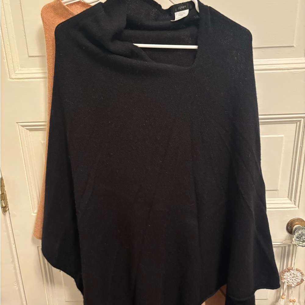 J. Crew Black Poncho Sweater with Cowl Neck